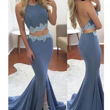 2017 Two Pieces Sexy Prom Dresses, Lace Prom..