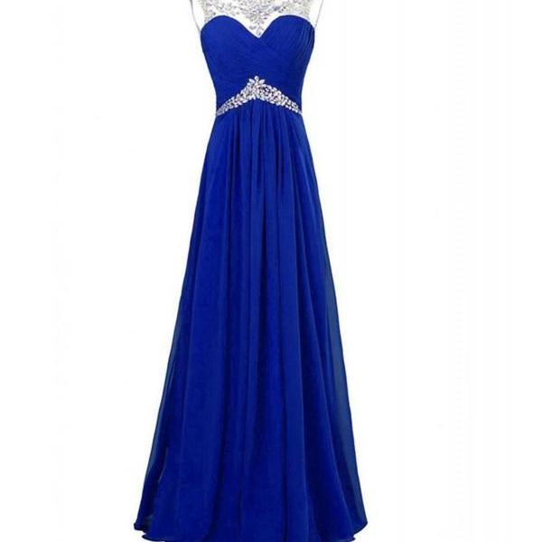 Royal Blue New Arrival Charming Long Beading Real Made Prom Dresses ...